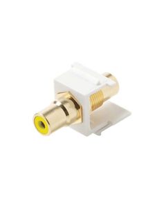 Steren 310-464WH-10 RCA Jack to Jack Keystone Yellow Band White Insert Gold Plate Connector Insert QuickPort Audio Video Snap-In, Wall Plate Snap-In Data Junction Component Connection, Part # 310464-WH-10