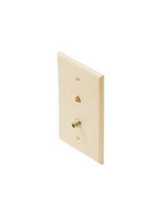 Eagle Wall Plate F-Video Connector Phone RJ11 Jack Ivory Modular Combo TV Phone Ivory Wall Plate 75 Ohm Connector Combination Flush Mount Wall Plate