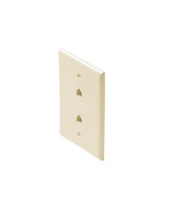 Steren 300-213AL Dual RJ11 Telephone Wall Plate Almond Mid Size Phone 2-Jack Mid Oversize 3 1/8" x 4 7/8" Face Plate 4-Conductor RJ-11 Modular Phone Gold Contacts 6P4C Jack Face Plate Audio Signal Data Plug, Part # 300213-AL