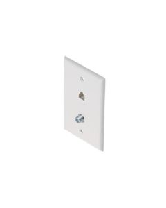 Steren 300-235WH F Connector Jack Phone Wall Plate White 3 GHz F-81 Connector Phone Modular 6P4C Jack RJ11 Connector Combo Telephone RJ-11 Jack TV Coaxial Cable Connectors, Part # 300235-WH