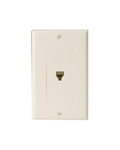Eagle Wall Plate Telephone Decora RJ11 Ivory 6P4C 4-Conductor Wall Plate Jack Decorator Single Phone Wall Plate Duplex Telephone Flush Mount Line Cord Audio Data Signal 1 Outlet
