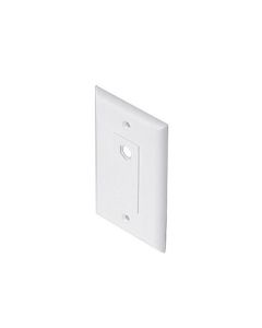 Steren 200-263WH Decorator Wall Plate White 1 Hole Port Offset Hex Standard TV Barrel Plug Flush Mount Plate