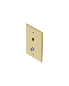 Eagle Phone Wall Plate Ivory F Jack Connector RJ11 F-81 Coaxial Combo RJ-11 Modular Data Line Audio Signal Video 75 Ohm Coaxial Cable Plug, 2 Device Outlet Cover, Part # Woods 0968I
