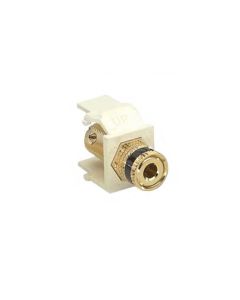 Eagle Banana Binding Post Keystone Jack Insert Ivory Speaker Gold Black Band 5-Way Binding Post Jack Connector QuickPort Audio Signal Component Snap-In, Plated Wall Plate Module