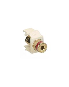Honeywell Solderless Banana Binding Post Insert Keystone Ivory Jack Red Band Gold Plate Speaker Insert 5 Way Connector QuickPort Audio Signal Component Snap-In Wall Plate Module