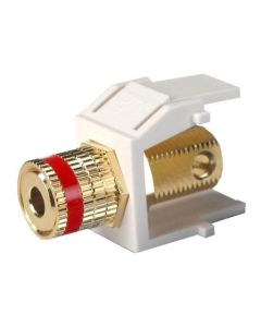 Eagle Keystone Single Banana Binding Post Solderless Insert Audio Speaker Red Band White 5 Way Jack Connector Gold QuickPort Audio Signal Component Snap-In