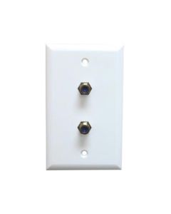 Steren 200-268WH 2.5 GHz Dual F-Connector Wall Plate White Flush Mount Satellite DIRECTV Approved High Frequency Coaxial Cable TV Video Duplex 75 Ohm Barrel Plug Jacks, Part # 200268-WH