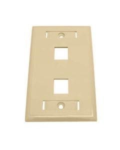 Eagle 2 Port Keystone Wall Plate Ivory ID Tag Slot Multimedia Commercial Grade Dual Cavity Honeywell QuickPort Flush Mount, Easy Audio Video Data Junction Component Snap-In Insert Connection