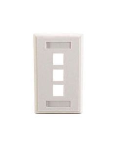 Channel Master 3 Port Keystone Wall Plate White ID Label Slot QuickPort Labels Write-On with Holders Slot Multimedia 3 Cavity Flush Mount, Audio Video Data Junction Snap-In Insert, Part # AKDFP3W
