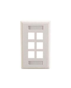 Eagle 6 Port Keystone Wall Plate White ID Label Slot Multimedia Write-On Holder for Identification 6 Cavity QuickPort Commercial with ID Tag Slot Multimedia Flush Mount
