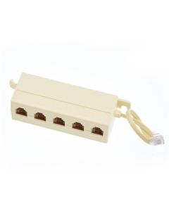 Phone Junction Block Jack Ivory Box Modular Surface Mount Up to 4 Extension Phone Line Splitter from One Line Screw Terminal 4 Wire Conductor Telephone with Plug Connect Terminal, Part # Leviton C0218I