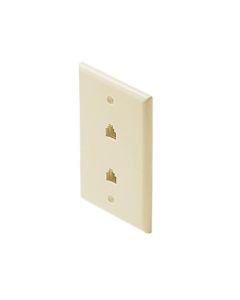 Eagle Dual Modular Telephone Wall Plate Almond RJ11 Flush Face 4-Conductor Gold Plated Contacts Jack 2 Socket 6P4C UL RJ-11 Face Plate Duplex Audio Signal Data Line Cord Plug, 2 Outlets