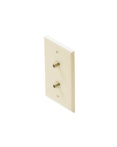 Steren 200-255IV Dual F-Connector Gold Plate Ivory Coaxial Wall Plate Twin 75 Ohm Audio Video Digital Antenna Satellite Signal Duplex Double Port Flush Mount Outlet Cover with Plug Jacks, Part # 200255-IV