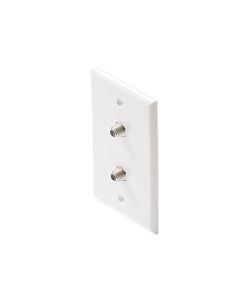 Steren 200-252WH Dual F-Connector Wall Plate White Coaxial Cable Flush Mount Video Signal TV Antenna Coax with 75 Ohm Plug Jacks, 2 Connector Source, Part # 200252-WH