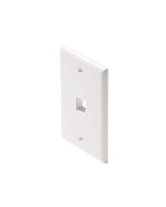 Steren 310-201WH White Keystone Wall Plate 1 Port Cavity Multi Media QuickPort Flush Mount, Easy Audio Video Data Junction Component Snap-In Steren Insert Connection