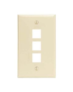 Channel Master 3 Port Almond Keystone Wall Plate Multi Media Ethernet Audio Video QuickPort Flush Mount Easy Data Junction Component Snap-In Insert Connection, Part # AKFP3AL
