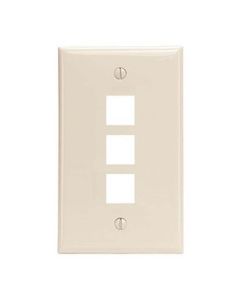 Channel Master AKFP3LA 3 Port Keystone Wall Plate Light Almond Multi Media Three Cavity Datacom Ethernet Audio Video QuickPort Flush Mount Junction Component Snap-In Insert Connection, Part # AKFP3LA