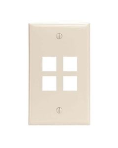 Channel Master 4 Port Keystone Wall Plate Light Almond QuickPort Flush Mount, Easy Audio Video Data Junction Component Snap-In Insert Connection, Part # AKFP4LA