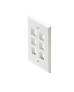 Steren 310-206WH Cavity Keystone Wall Plate White 6 Port Keystone Wall Plate QuickPort Flush Mount, Audio Video Modular Telephone Data Plug Connection, Part # 310206-WH