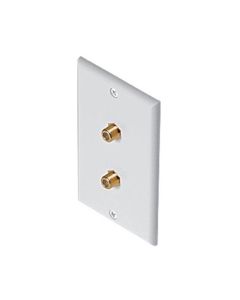 Dual Coax F81 Wall Plate White Gold F-81 Coaxial Cable Philips PH61031 Video Connection Duplex TV Antenna Signal Flush Mount with 75 Ohm Barrel Plug Jacks, Part # PH-61031
