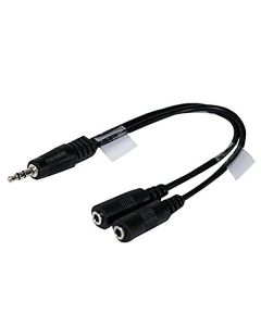 Steren 255-042 3.5 mm Stereo Male Plug to Two 3.5 mm Female Jacks Y Adapter Cable 6" Inch Splitter Cable Adapter, Part # 255042