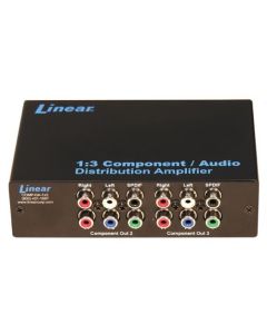 Linear COMP-DA-1X3 Component Audio Distribution Amplifier One to 3-Way Display Distributes One HD 1.3 Component Video Source with Audio to Three TV Locations, 1 Input to 3 Output, Part # COMPDA1X3
