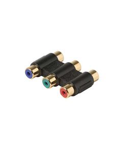 Steren 251-117-10 Component Video Coupler Gold Plate 10 Pack Video Adapter 3X RCA Female to 3X RCA Female RGB Triple In-Line Composite AV RED, GREEN, BLUE Barrel Splice, Part # 251117-10