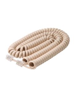 Steren 302-015IV Handset Cord 15' FT Ivory Telephone 4-Conductor Coiled Modular Plugs Each End RJ-22 4P4C Phone Line Telephone Modular Hand-Set RJ22 Snap-In Replacement