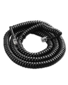 Steren 302-025BK 25' FT Handset Coiled Cord Telephone Black Modular 4 Conductor UL RJ22 Plugs Each End RJ-22 4P4C Phone Line Telephone Hand-Set Snap-In Replacement