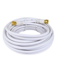 Steren 205-030WH 25' FT RG59 Coaxial Cable White with Gold Male F-Connector Each End Factory Installed 75 Ohm RG-59 Coax Audio Video Signal Component Shielded TV Jumper, Part # 205030-WH