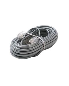 Eagle 7' FT  Data Cord Cable Silver Satin 4 Conductor Processing Communication Flat Modular 28 AWG Wire RJ11 6P4C Plug Jack Connect Gray Data Communication Extension Cable