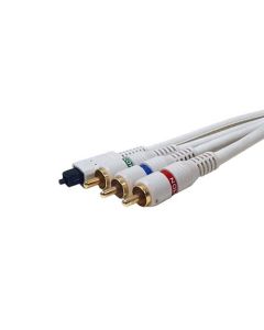 Steren 253-106IV 6' FT Component Video Toslink Fiber Optic Digital Cable 3-RCA Python A/V Cord with Gold Plated Ends Toslink Dolby Audio Video TV Connection Component Premium Output Input Hook-Up Jacks, Part # 253106-IV