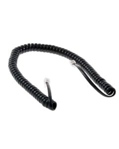 Steren 302-012BK Telephone Handset Coiled Cord 12' FT Black Modular 4 Conductor Pro Series UL RJ22 Plugs Each End RJ-22 4P4C Phone Line Telephone Hand-Set Snap-In Replacement