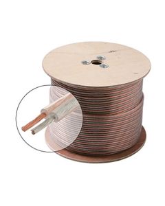 Steren 255-416 500' FT 16 AWG GA 2 Conductor Speaker Cable Wire Clear Oxygen Free Ultra Flexible Python Copper 16-2 Jacket Audio Speaker Cable Stranded 2 Conductor Polarized 2-Wire Speaker Cable