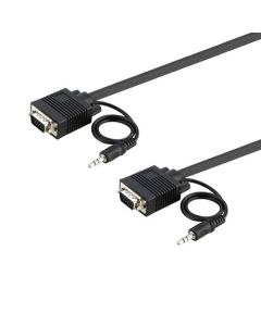 Steren 253-200BK 100' FT SVGA Monitor Cable 3.5mm Stereo Audio HD15 Male Mini Phone Shielded PC Laptop Data Transfer Interconnect Computer Cable, Part # 253200-BK