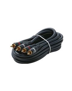 Steren 254-230BL 50' FT Python Dual Audio Cable Male RCA to Male RCA Home Theater Gold Plate Blue Shielded 2-RCA Audio Cable with High-Retention RCA Plug Connectors, Part # 254230-BL