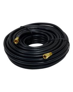 Channel Master 3050 RG59 Coaxial Cable 25' FT Black Assembly Pre Installed F-Connector Ends Gold Plate RG-59 Jumper CM-3050 TV Video Extension Audio Plug Hook Up, 75 Ohm, Part # CM3050