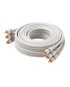 Eagle 3' FT Python Component Video Cable 3 RCA Male Each End Python Heavy Duty Satin Ivory Home Theater Gold Double Shielded Connectors Fully Molded Color Coded Digital Signal Jumper