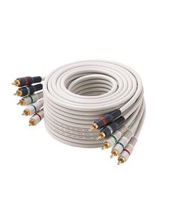 Eagle 12' FT 5 RCA Component Cable Video Audio Gold Plate Python Double Shielded Home Theater Ivory Stereo 5-RCA Male Each End Color Coded 5- RCA A/V Cable Digital Signal Hook-Up Jumper