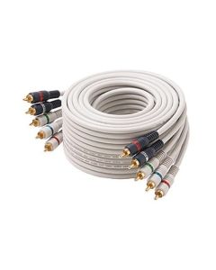 Steren 254-650IV 50' FT 5-RCA Male Component Video Audio Ivory Ribbon Color Coded RGBRW Gold Plated Connectors Python Cable Stereo Double Shielded 5- RCA A/V Cable Digital Signal Jumper