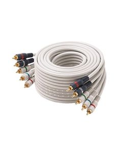 Steren 254-675IV 75' FT 5-RCA Male Component Video Audio Ivory Ribbon Color Coded RGBRW Gold Plated Connectors Python Cable Stereo Double Shielded 5- RCA A/V Cable Digital Signal Jumper, Part # 254675-IV