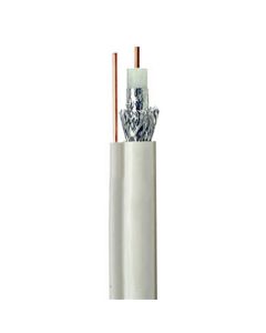 Eagle RG6 Coaxial Cable 100' FT White with Ground Wire Messenger 3 GHz Copper Clad Steel CCS UL CM Digital HDTV Satellite Bulk Cable Roll 18 AWG Outdoor Suspension Drop Digital Video Signal Cable