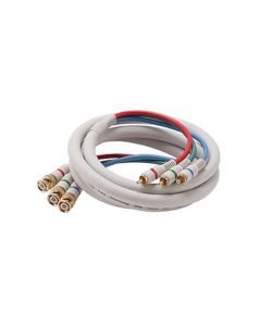 Steren 254-712IV 12' FT Python 3-RCA HDTV 3-BNC Male Component Cable Ivory Audio Video Gold RGB Y/Pr/Pb Pro Grade Color Coded Double High Density Shield RCA - BNC Digital Signal Jumper, Part # 254712-IV