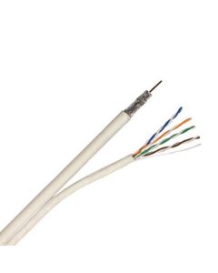 Steren 300-772WH Structured Composite Cable 100' FT One RG6 Quad Shielded Siamese One CAT5E Data Video 4-Pair 24 AWG CAT-5E 18 AWG RG-6 Coaxial Cable White Combo Multimedia In-Wall Coaxial Network Cable