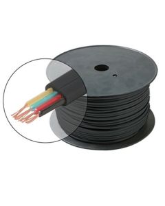 Eagle 500 FT Telephone Cable Black 4 Conductor Flat Modular 28 AWG Stranded Copper Telephone Line Audio Data Signal Jack RJ-11 Hook-Up Extension Cord, Bulk Roll with No Connectors, Part # 300840-BK