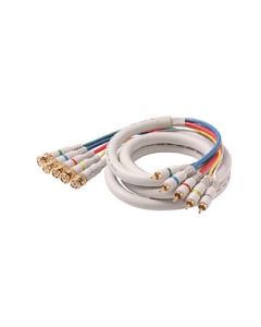 Steren 254-925IV 25' FT Python HDTV Component Cable 5-BNC to 5-RCA Male Ivory Gold Video Audio RGBYW Pro Grade Color Coded Double High Density Shield BNC - RCA Digital Component Signal Jumper, Part # 254925-IV