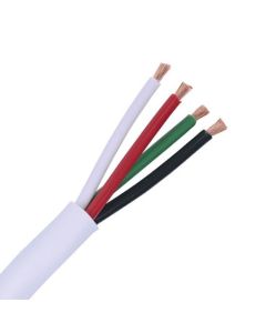 Steren 255-934WH 16 AWG Ga Bulk 4-Conductor In Wall Speaker Cable White Pro Grade Audio Digital Speaker Stranded Copper High Strand Count PVC Jacket UL Listed In-Wall Flexible Signal Transfer