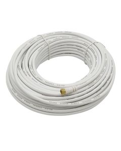 Steren 215-450WH 50' FT RG6 High Grade Coaxial Cable White 1xF to One Connector RG-6 with Factory Installed F Connectors Video TV Wire UL Listed Shielded / Braided Signal Cable, Part # 215450-WH