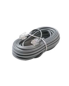 Steren 306-025SL 25' FT Telephone Cord 6 Conductor Silver Satin Flat Line with Plug Connectors Each End Modular 6P6C RJ12 Phone Connect RJ-12 Communication Wire Extension Cable, Part # 306025-SL