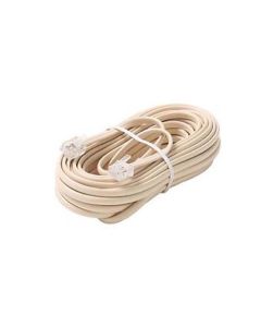 Steren 304-100IV 100' FT Modular Line Ivory Cable Cord Conductor with RJ11 Plug Each End Phone Voice Ultra Flexible Flat Telephone Cord Extension RJ-11 6P4C Snap-In Connector Jacks, Part # 304100-IV